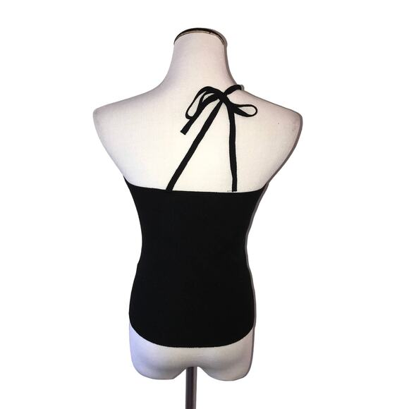 ba&sh Black Noir Asymmetric One Shoulder Tie Tank - Picture 9 of 12